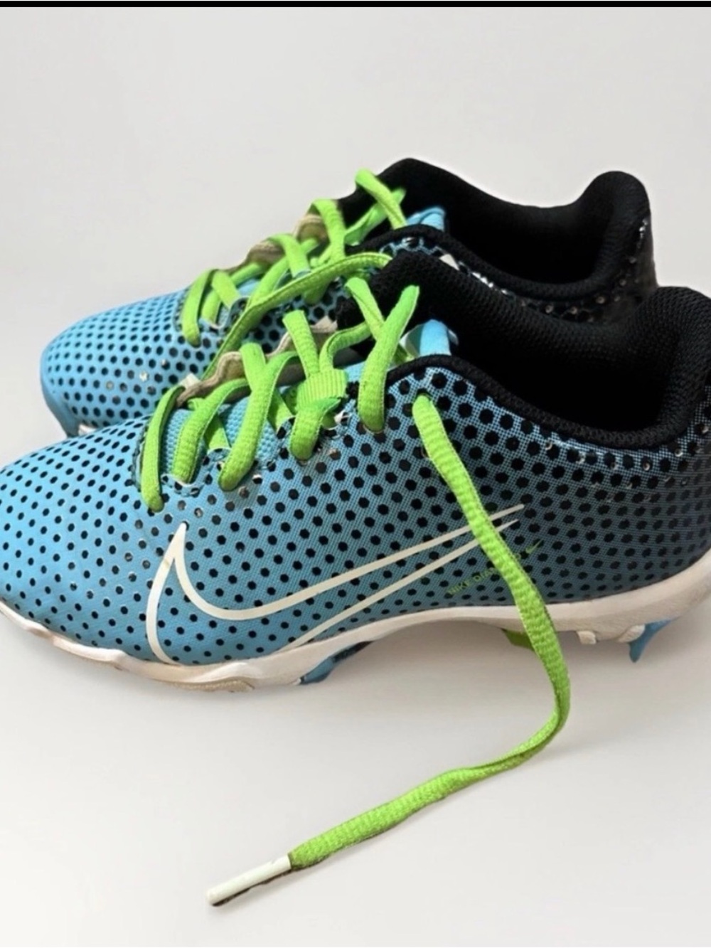 Nike Kids Blue and Lime Green Athletic Sneakers